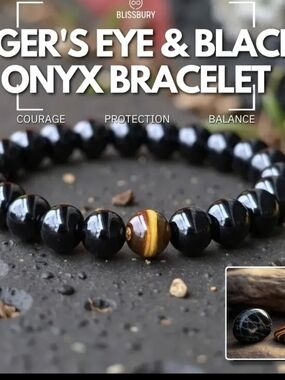 Bliss Black Onyx & Tiger's Eye Bracelet - Black and Brown Beaded Bracelet